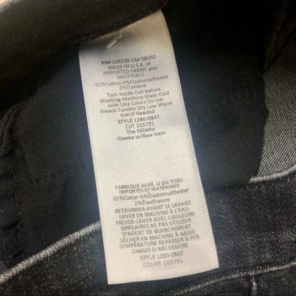 Current/Elliot Cropped Skinny Jeans Distressed Hems Faded Black 27 Waist - Picture 8 of 12